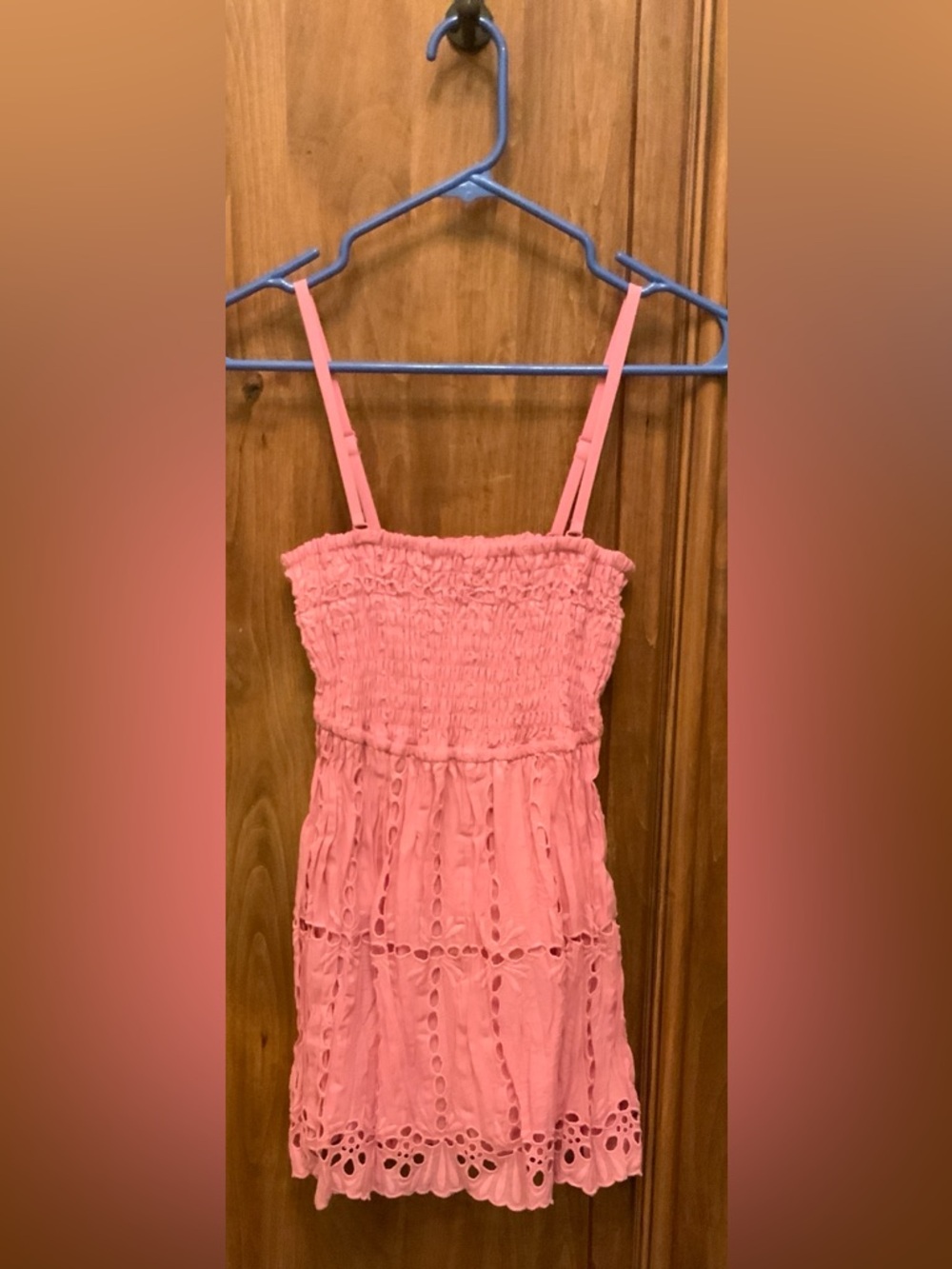 INC International Concepts Pink Smocked Eyelet Cami Top